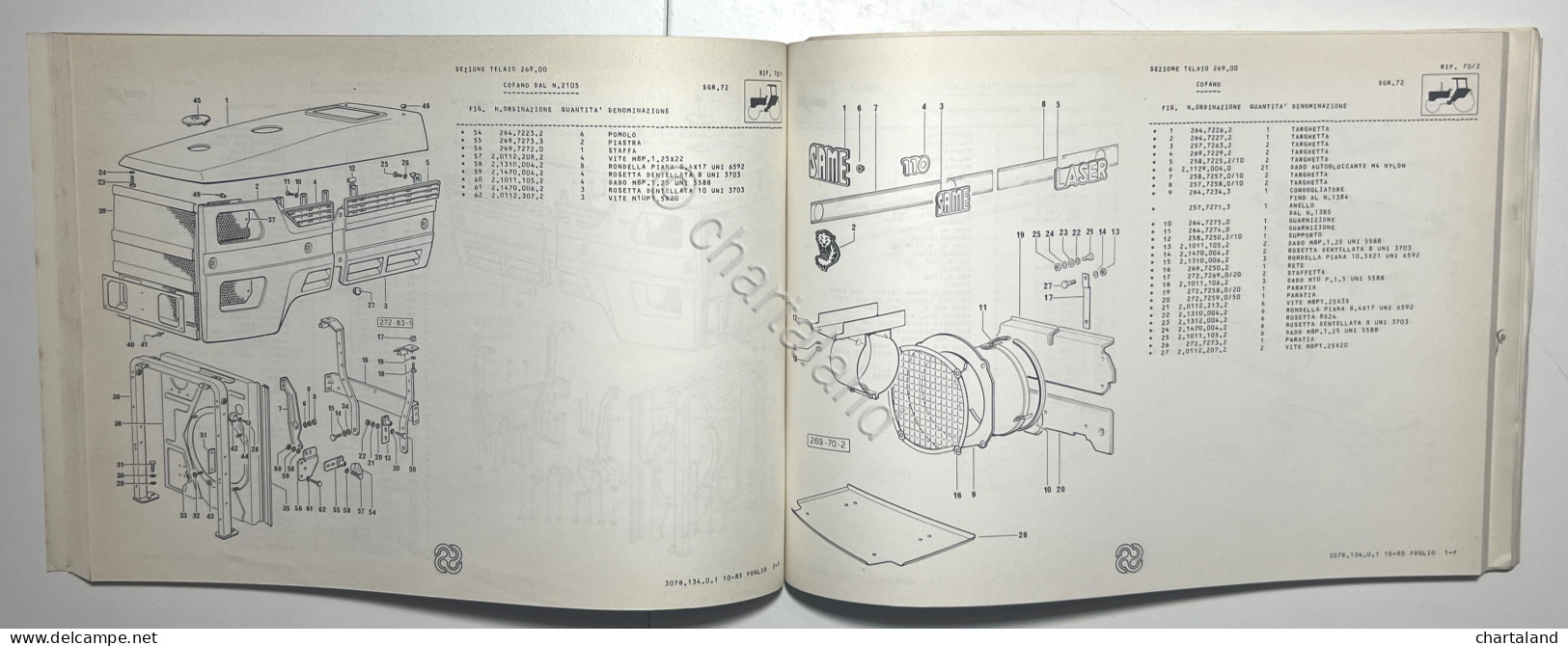 Catalogo Parti Di Ricambio Originali SAME Trattori - Laser 110 -  Ed. 1989 - Other & Unclassified