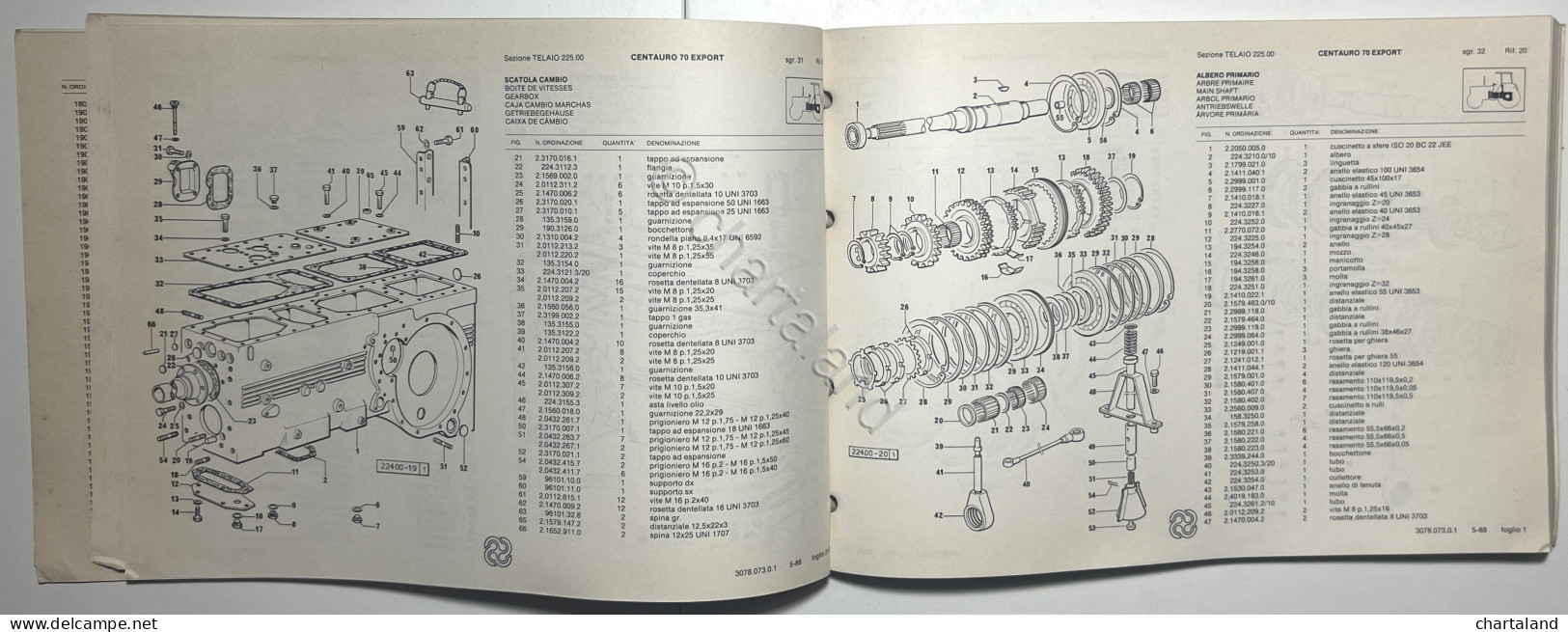 Catalogo Parti Di Ricambi Originali SAME Trattori - Centauro 70 Export - 1988  - Other & Unclassified