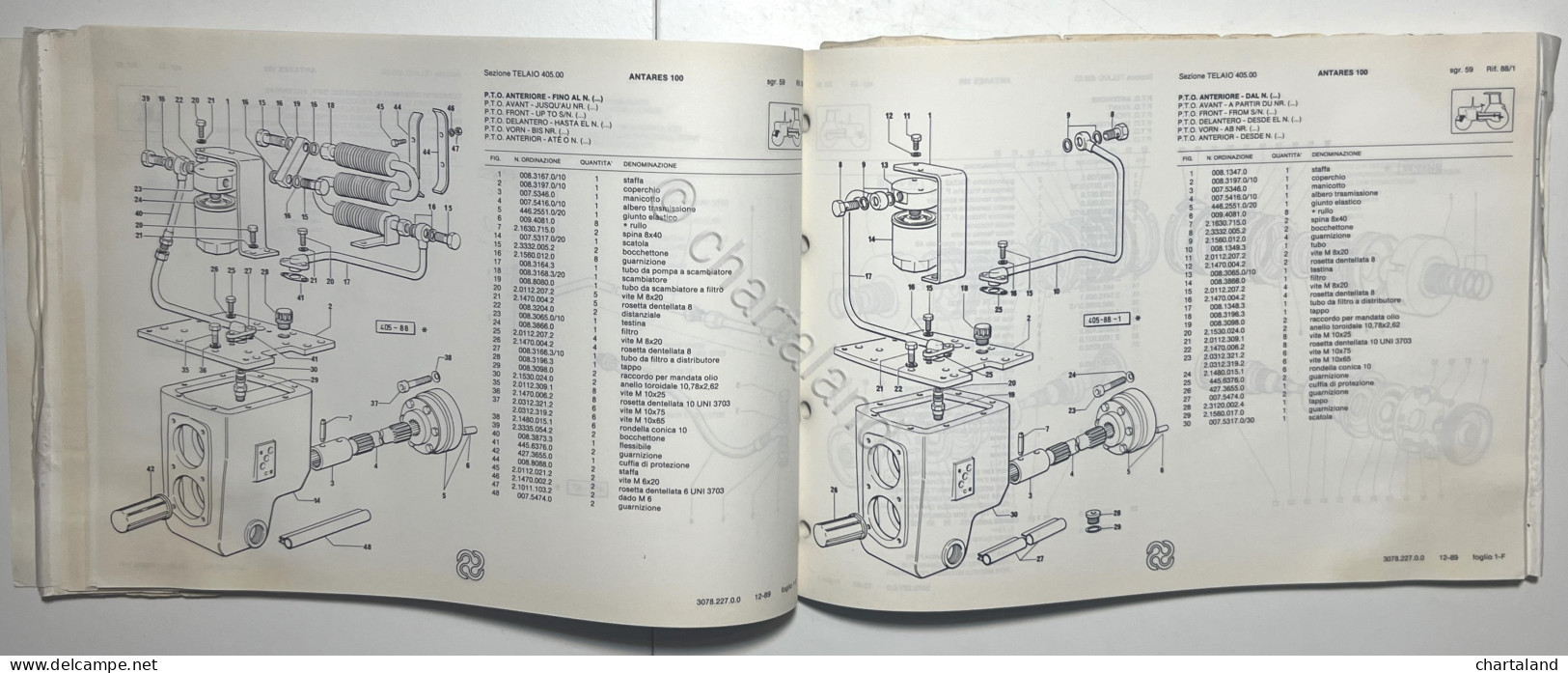 Catalogo Parti Di Ricambi Originali SAME Trattori - Antares 100 - Ed. 1989 - Other & Unclassified