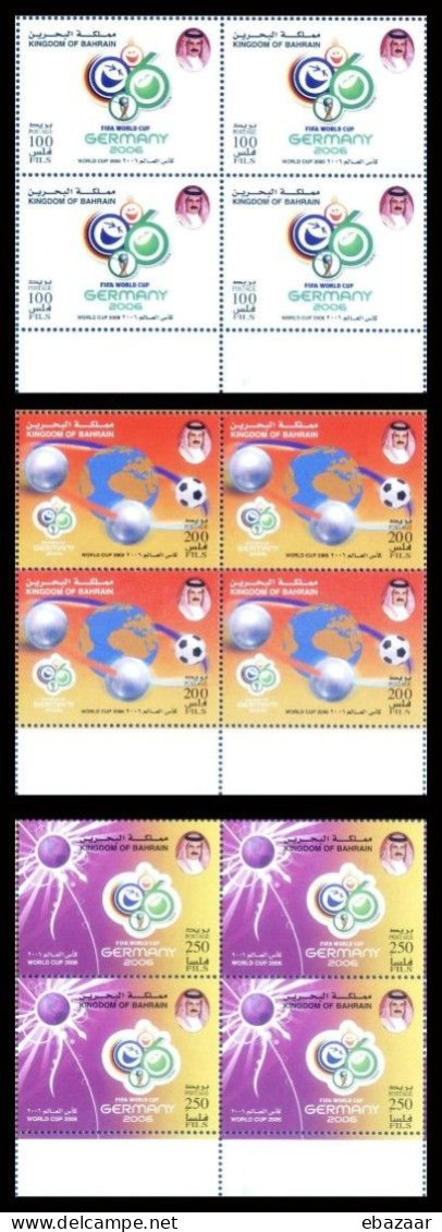 Kingdom Of Bahrain 2006 Soccer Football World Cup - Germany Block Of 4 Stamps Bottom Margin MNH - 2006 – Alemania