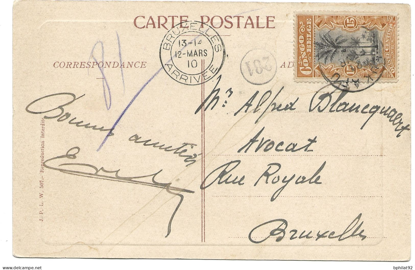 !!! CONGO, CPA DE 1909, POUR BRUXELLES (BELGIQUE) ARRIVÉE DE S.A.R. MSGR LE PRINCE ALBERT À BOMA. - Brieven En Documenten