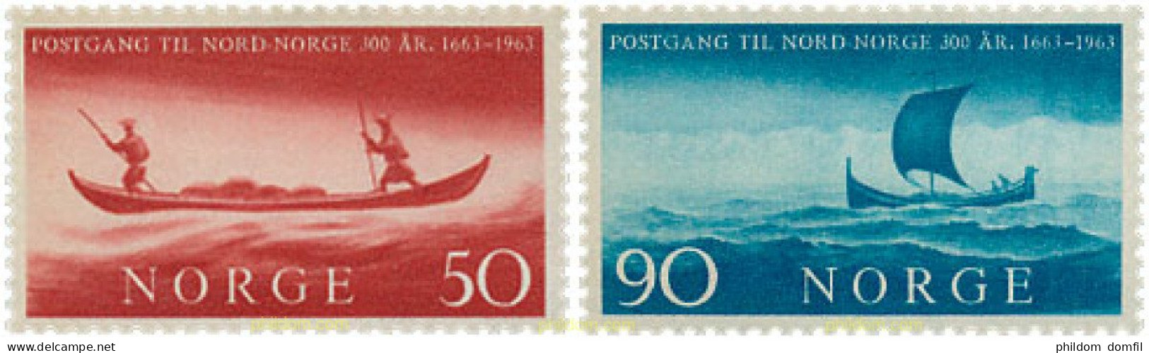 102022 MNH NORUEGA 1963 3 CENTENARIO DE LAS COMUNICACIONES POSTALES HACIA EL NORTE - Nuovi