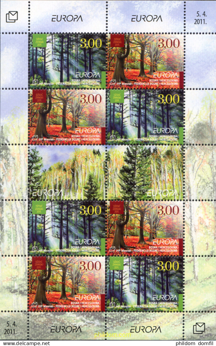 267778 MNH BOSNIA-HERZEGOVINA. Adm Croata 2011 EUROPA CEPT 2011 - AÑO INTERNACIONAL DE LOS BOSQUES - Bosnie-Herzegovine