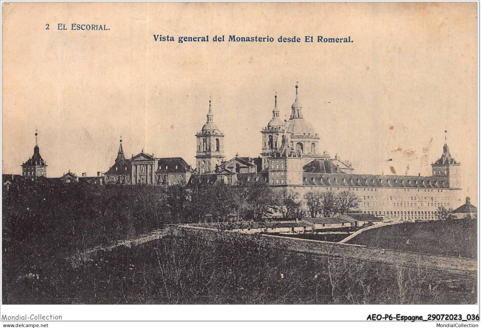 AEOP6-ESPAGNE-0434 - DEL ESCORIAL - VISTA GENERAL DEL MONASTERIO DESDE EL ROMERAL  - Autres & Non Classés