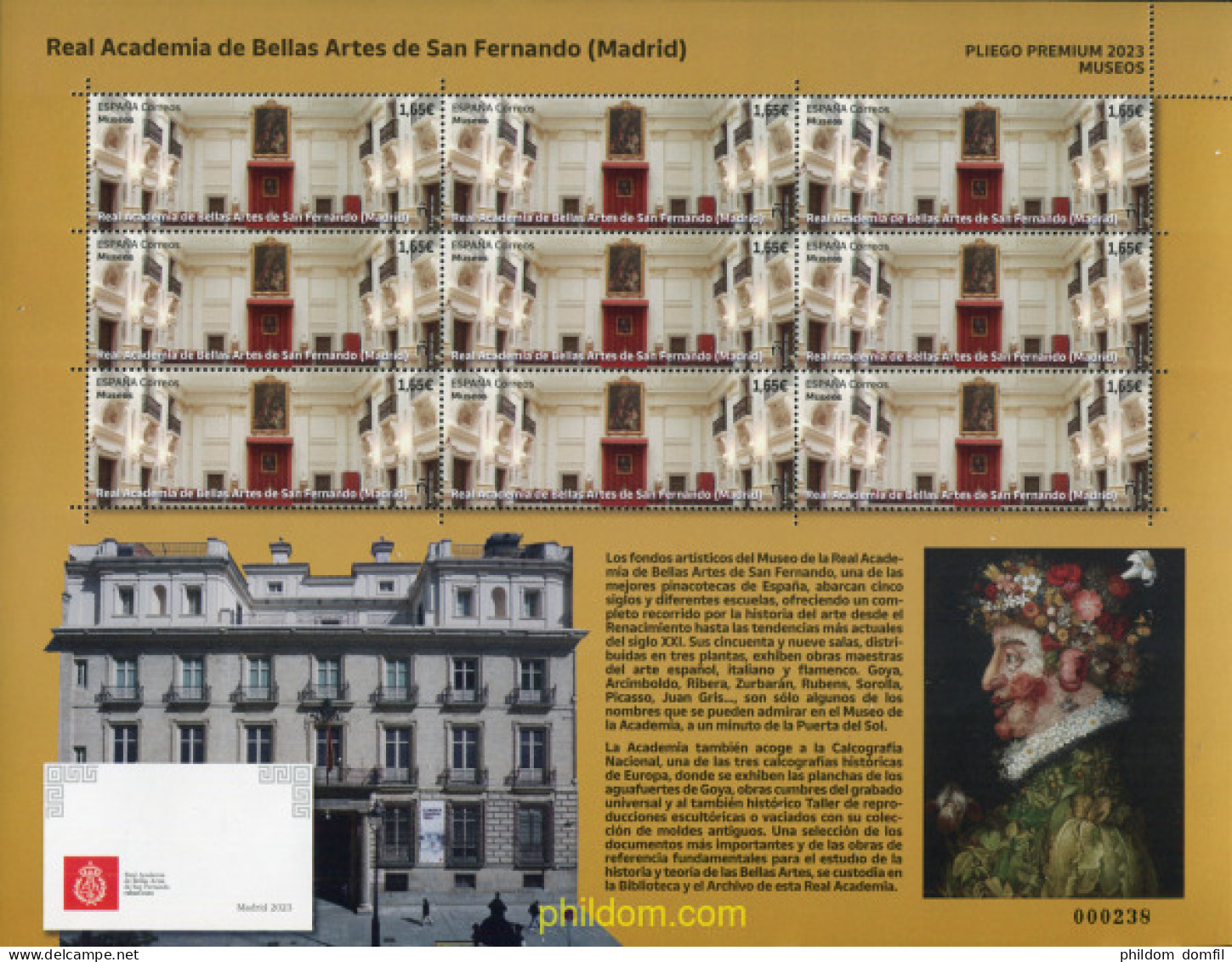 709557 MNH ESPAÑA 2023 MUSEOS. REAL ACADEMIA DE BELLAS ARTES DE SAN FERNANDO. MADRID - Ungebraucht