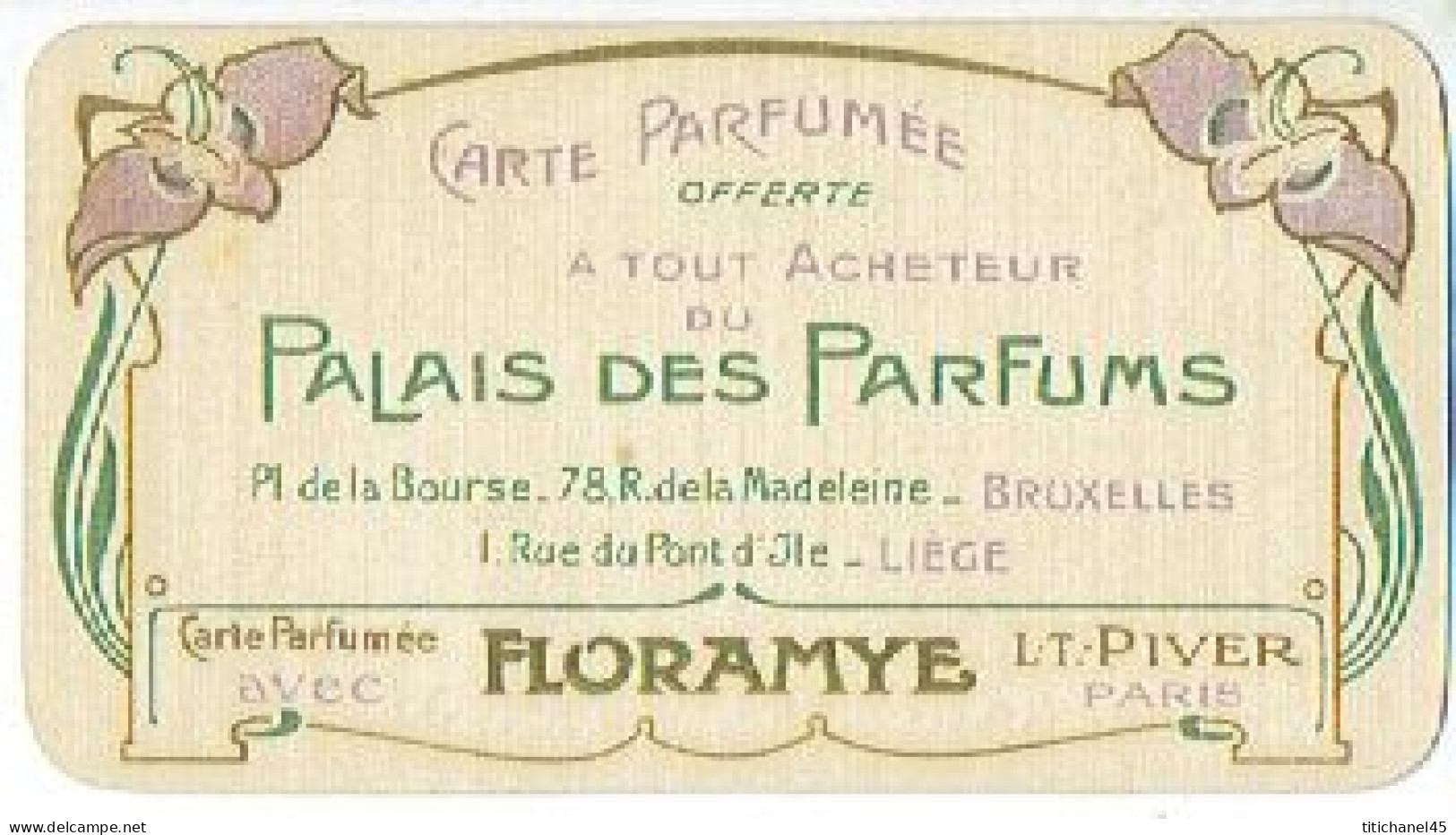 RARE Carte Parfum  PALAIS DES PARFUMS - FLORAMYE De L.T. PIVER - Calendrier De 1906-1907 Au Verso - Vintage (until 1960)