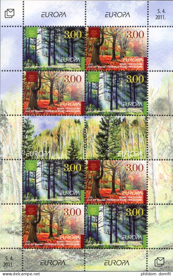 267778 MNH BOSNIA-HERZEGOVINA. Adm Croata 2011 EUROPA CEPT 2011 - AÑO INTERNACIONAL DE LOS BOSQUES - Bosnië En Herzegovina