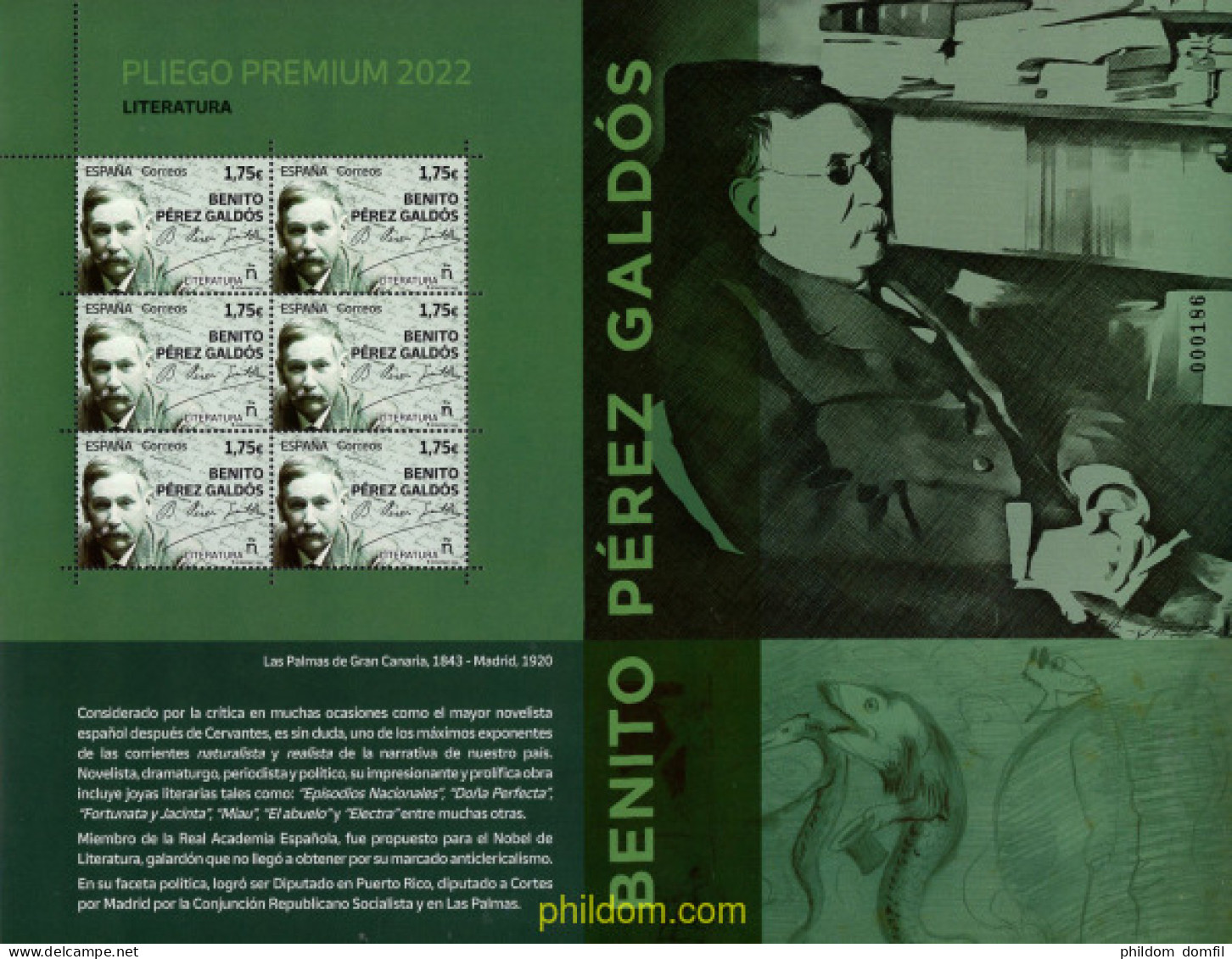 679138 MNH ESPAÑA 2022 BENITO PEREZ GALDOS - Unused Stamps