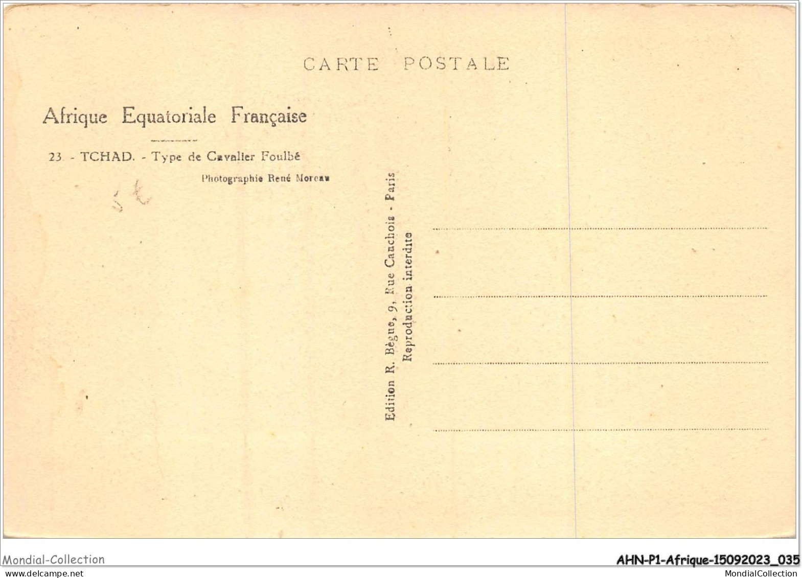 AHNP1-0017 - AFRIQUE - TCHAD -  Type De Cavalter Foulbé  - Tchad