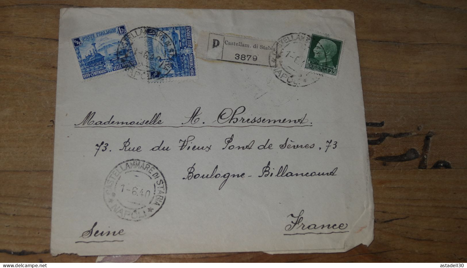 Enveloppe Recommandée, Censuree, Castellam Di Stabia, 1940  ............. BOITE1  ....... 575 - Marcofilie