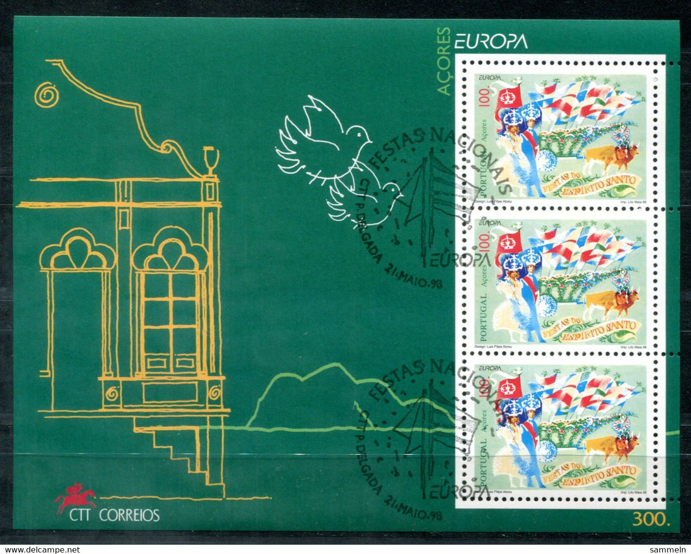 PORTUGAL-AZOREN Block 18, Bl.18 FD Canc. - Europa CEPT 1998 - Feste Und Feiertage, Celebrations  - AZORES, AÇORES - Azores