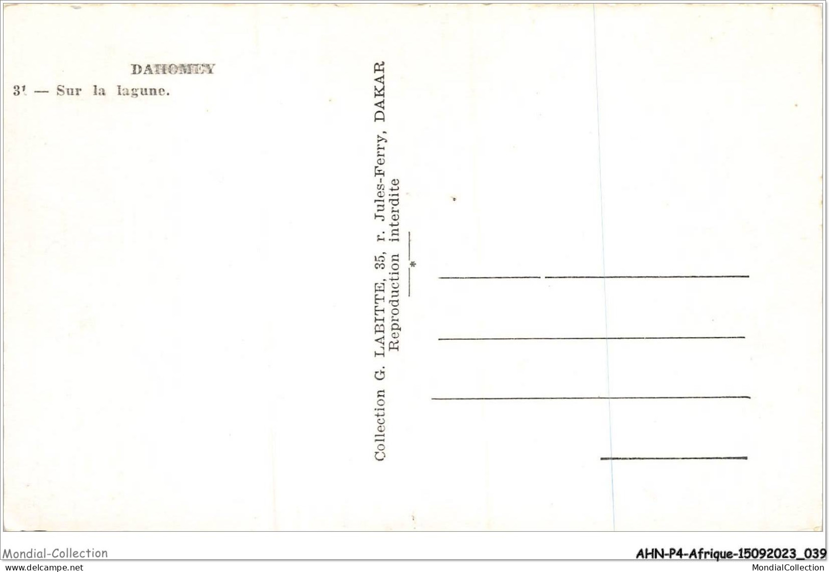 AHNP4-0410 - AFRIQUE - DAHOMEY - Sur La Lagune - Dahomey