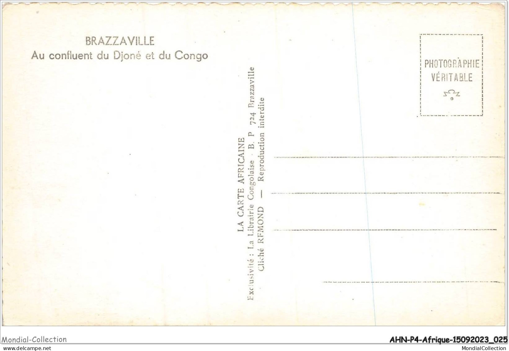 AHNP4-0403 - AFRIQUE - Au Confluent Du Djoné Et Du Congo - Brazzaville