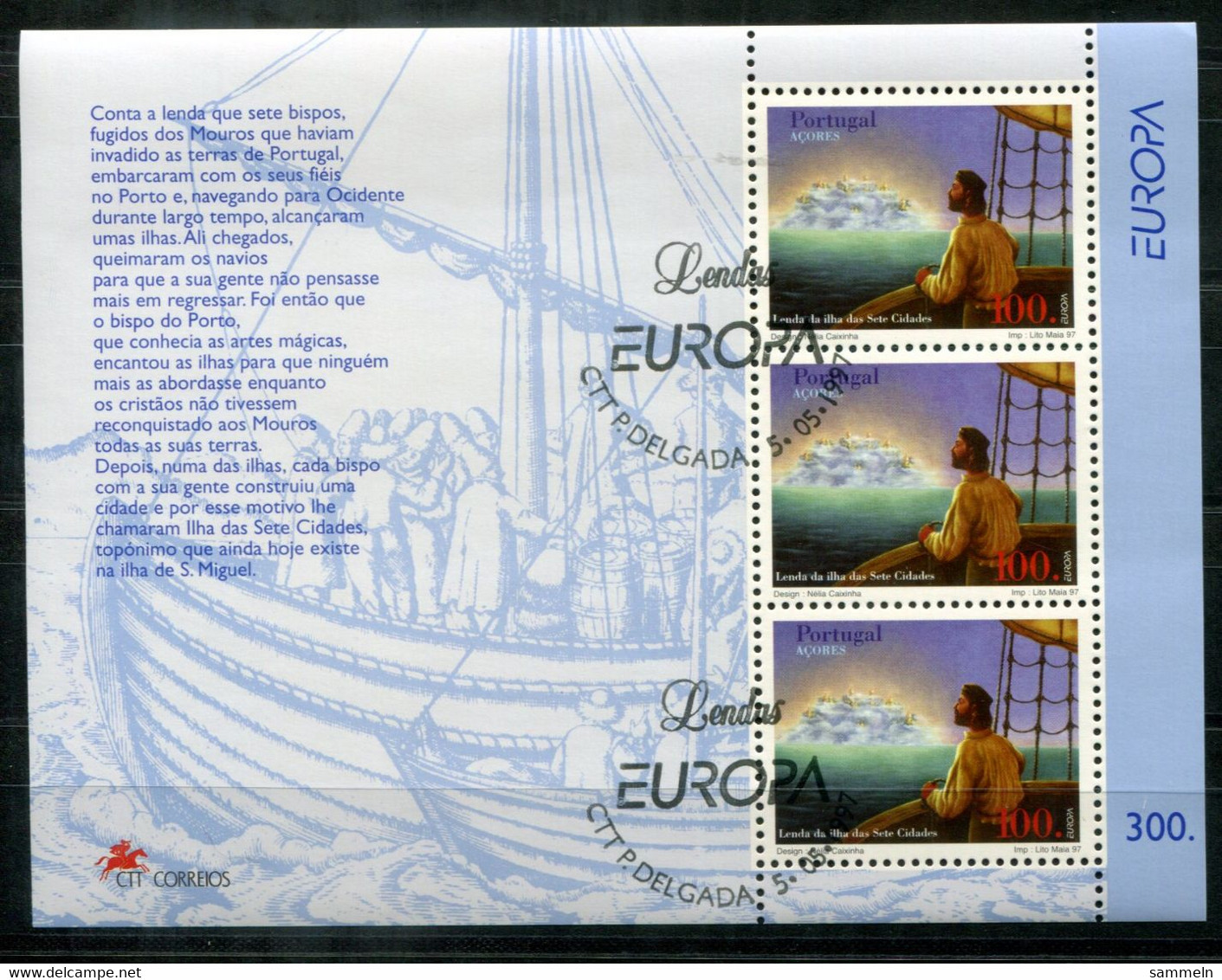 PORTUGAL-AZOREN Block 17, Bl.17 FD Canc - Europa CEPT 1997 - Sagen U. Legenden,Myths And Legends,Mythes  - AZORES,AÇORES - Açores