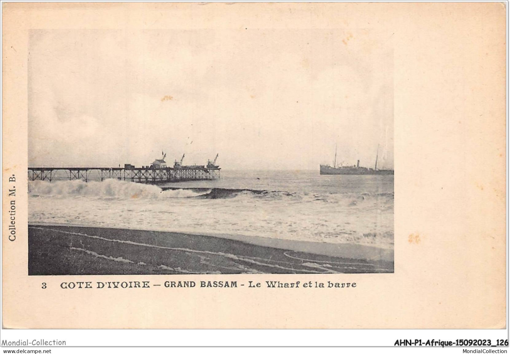 AHNP1-0063 - AFRIQUE - COTE D'IVOIRE - Grand Bassam - Le Wharf Et La Barre  - Côte-d'Ivoire