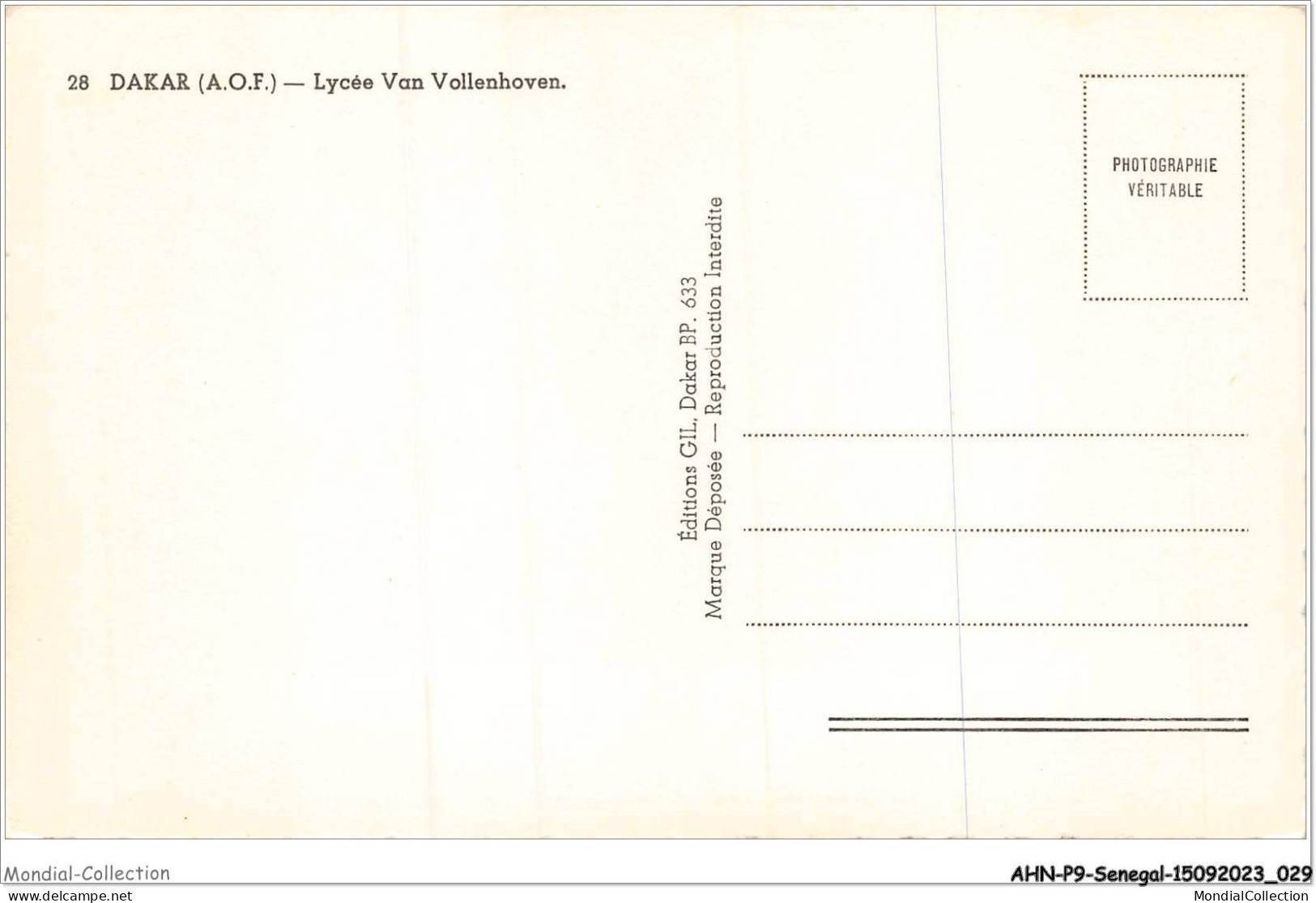 AHNP9-0980 - AFRIQUE - SENEGAL - DAKAR - Lycée Van Vollenhoven  - Senegal