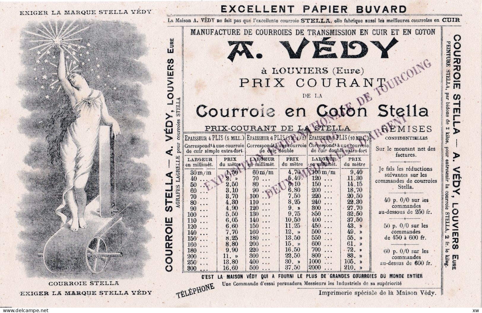 LOUVIERS -27- Buvard Ancien STELLA VEDY Après 1906 - Manufacture De Courroies De Transmission -16-05-24 - Sonstige & Ohne Zuordnung