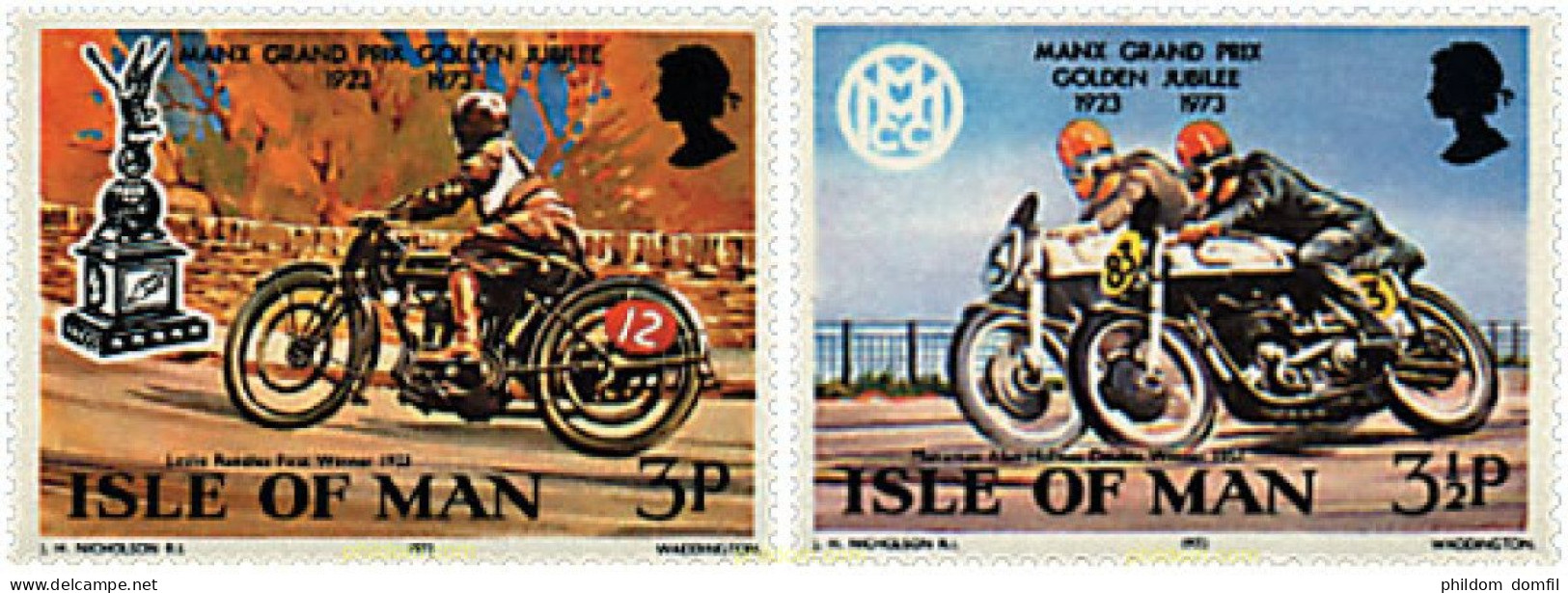 74132 MNH MAN 1973 50 ANIVERSARIO DEL GRAN PREMIO MOTOCICLISTA - Man (Eiland)