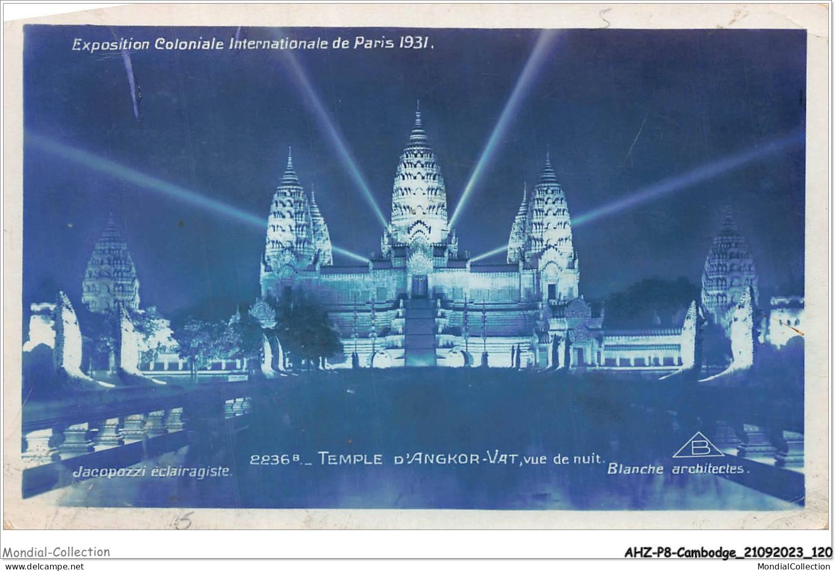AHZP8-CAMBODGE-0743 - EXPOSITION COLONIALE INTERNATIONALE - PARIS 1931 - TEMPLE D'ANGKOR-VAT - VUE DE NUIT - Cambodia