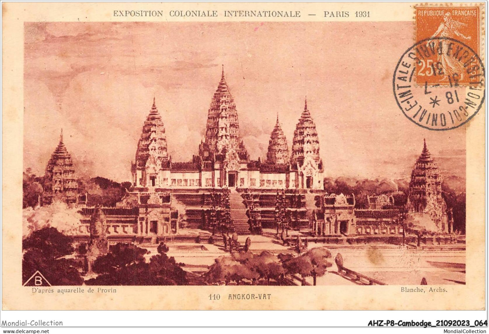AHZP8-CAMBODGE-0715 - EXPOSITION COLONIALE INTERNATIONALE - PARIS 1931 - ANGKOR-VAT - Cambodge