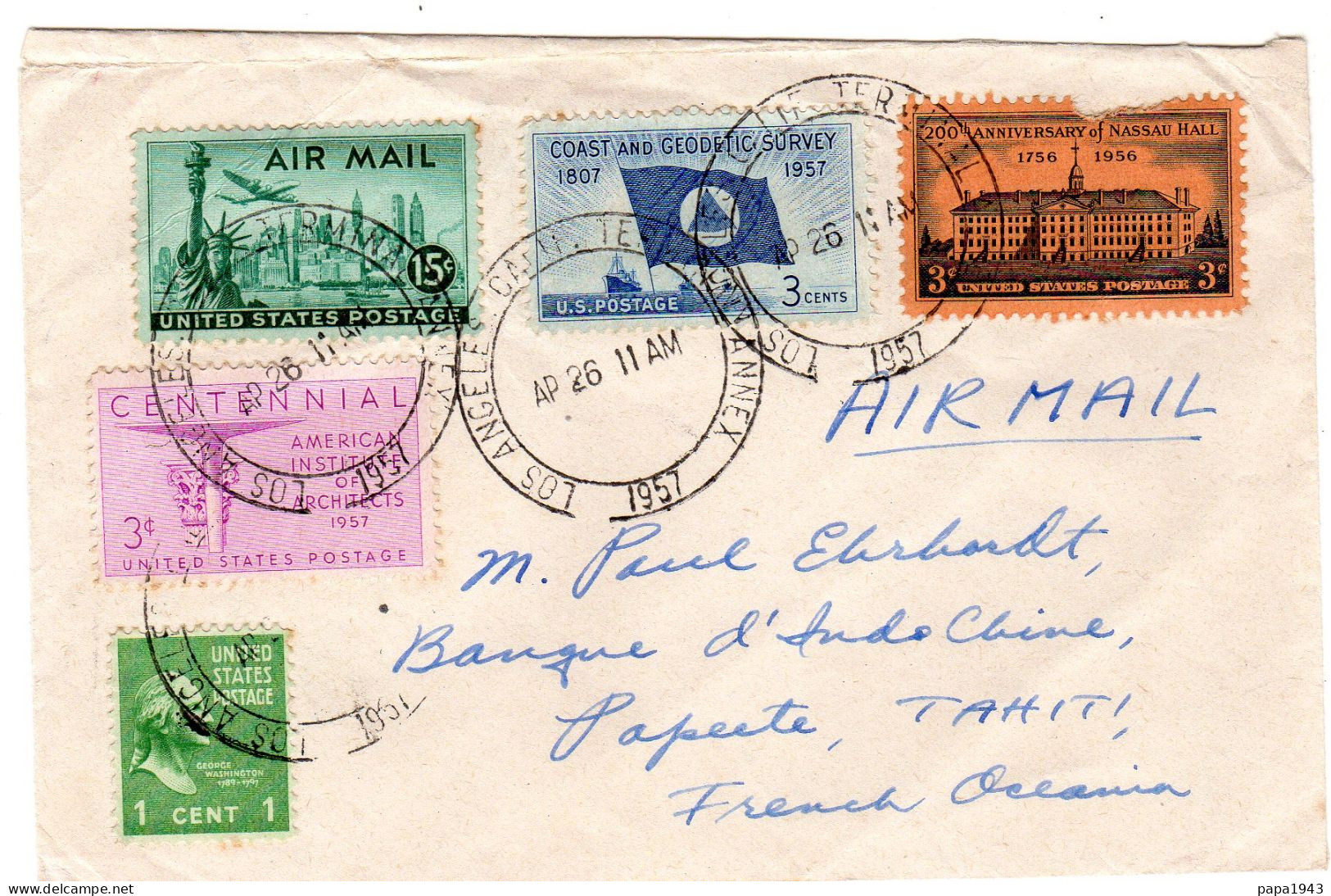 1926 De LOS ANGELES CALIFORNIE  Envoyée à PAPEETE TAHITI - Briefe U. Dokumente