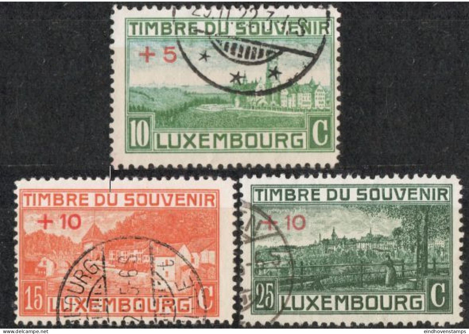 Luxemburg 1921 War Memorial Overprint 3 Values Cancelled - Oblitérés