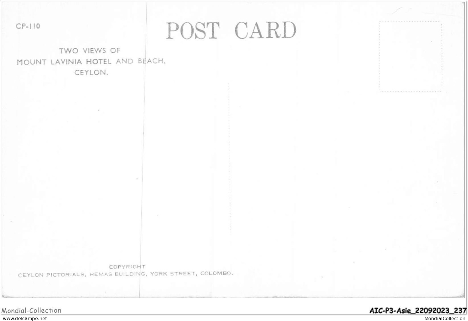 AICP3-ASIE-0371 - View Of Mount Lavinia Hotel And Bathing Beach - CEYLON - Sri Lanka (Ceylon)