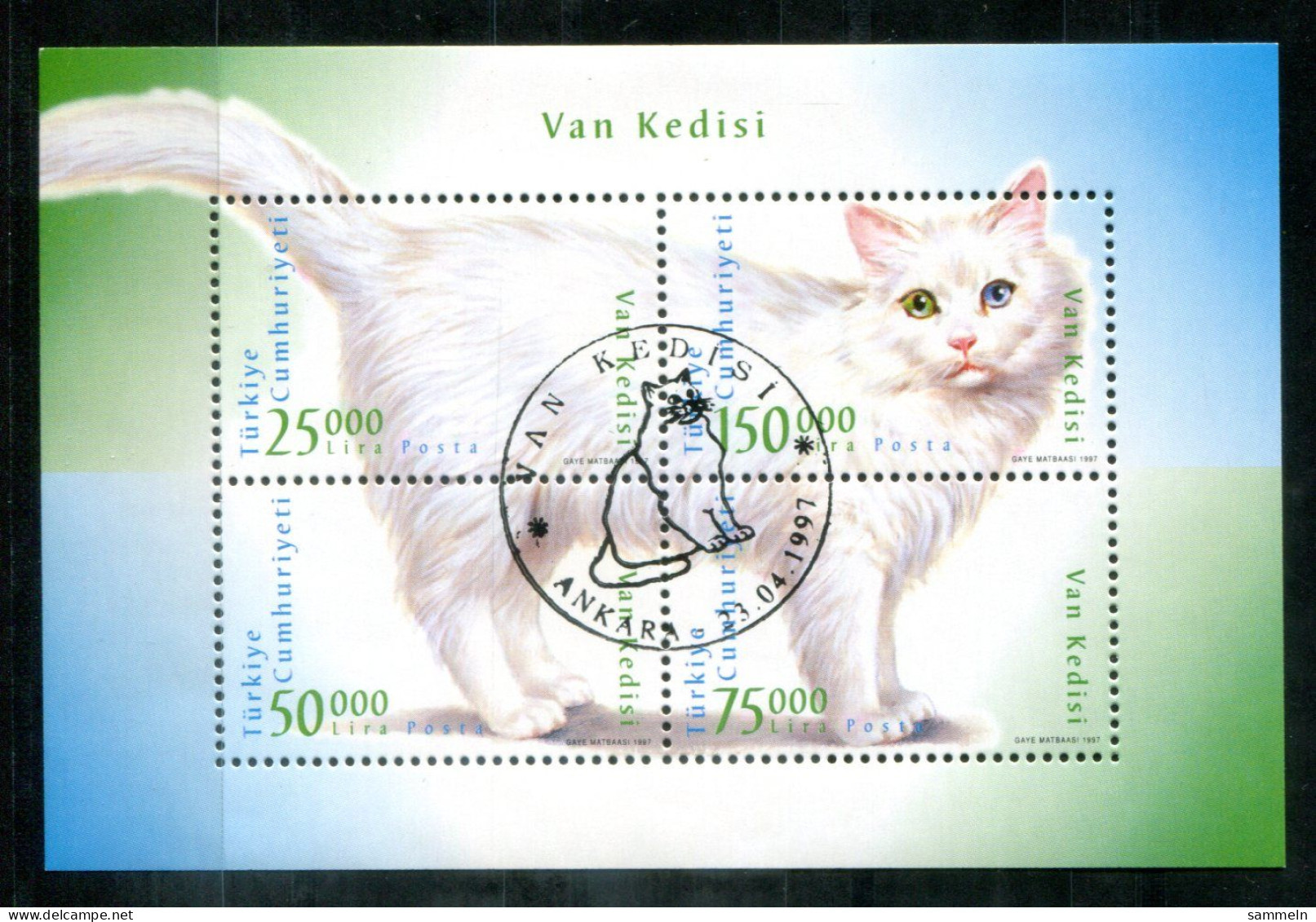 TÜRKEI - Block 33, Bl.33 Canc. - Van-Katze, Cat, Chat - TÜRKIYE / TURQUIE - Blocs-feuillets