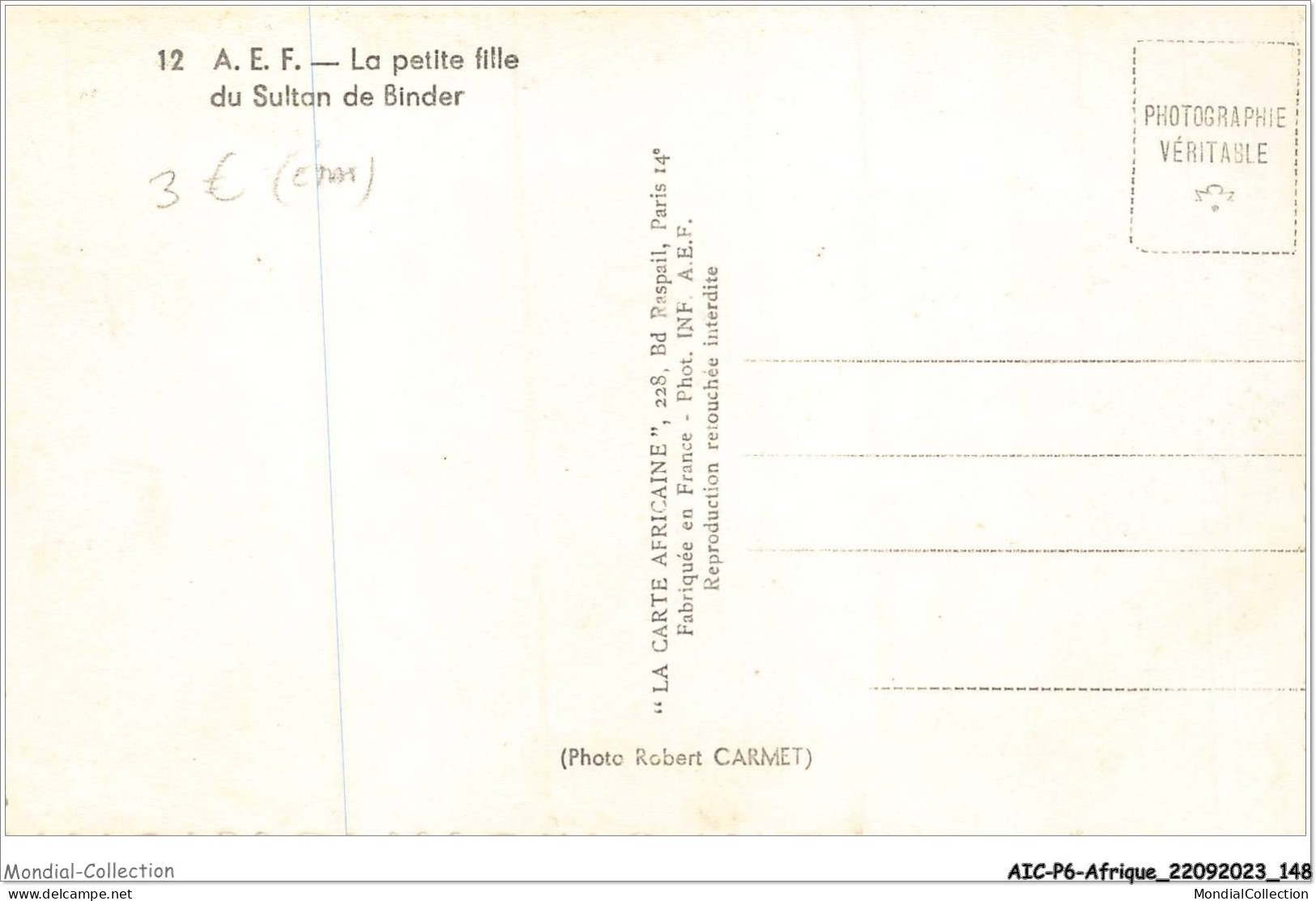 AICP6-AFRIQUE-0691 - A E F TCHAD - La Pétite Fille Du Sultan De Binder - Vendue En Etat - Tschad