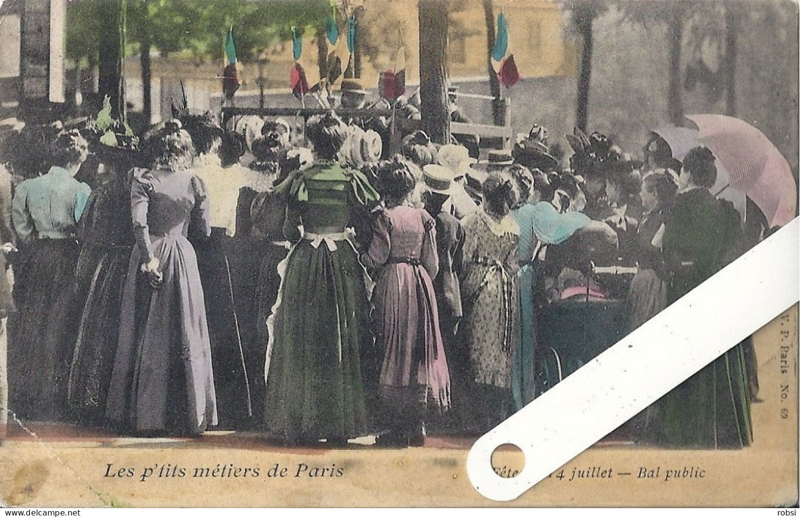 75 Paris, Les P'tits Métiers (Atget), V.P. N°69, Fête Du 14 Juillet, Bal Public, ( Colorisée) D5249 - Ambachten In Parijs