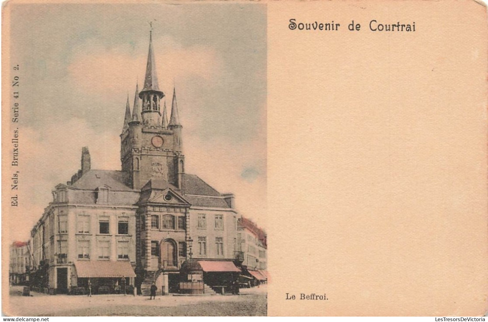 BELGIQUE -  Souvenir De Courtrai - Le Beffroi - Nels - Colorisé - Animé - Carte Postale Ancienne - Kortrijk
