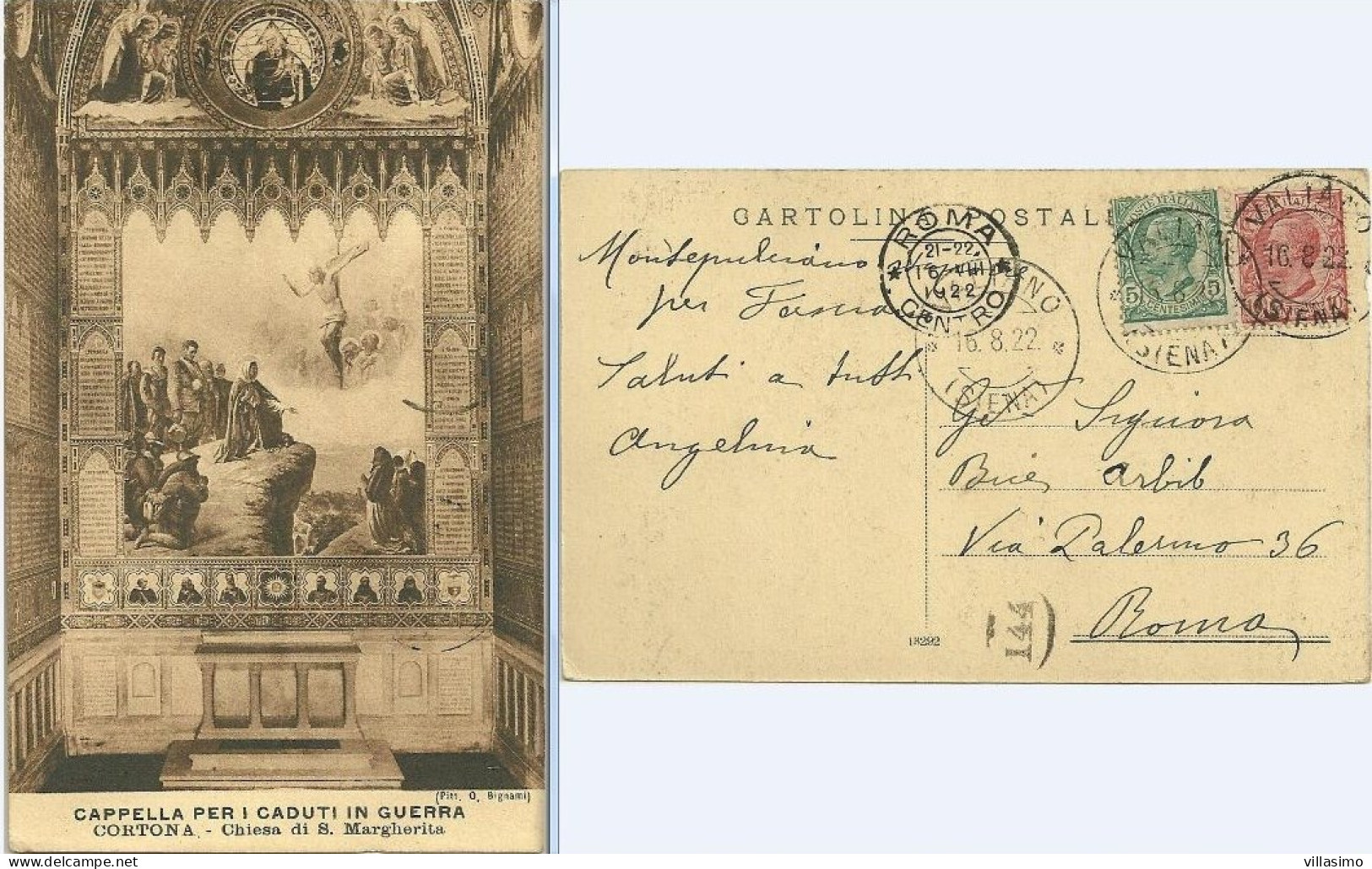 Arezzo - Cortona - Cappella Per I Caduti Di Guerra - Chiesa Di S. Margherita - VG. 1922 - Arezzo