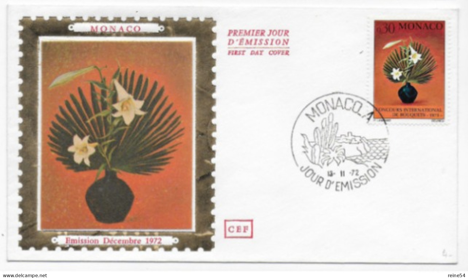 Enveloppe Premier Jour -Concours International De Bouquets 13-11-1972  Monaco - Used Stamps