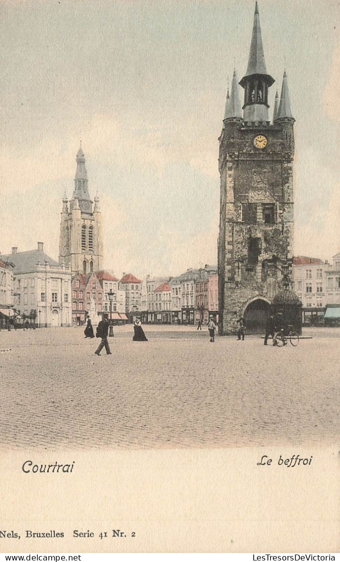 BELGIQUE -  Souvenir De Courtrai - Le Beffroi - Nels - Colorisé - Animé - Carte Postale Ancienne - Kortrijk