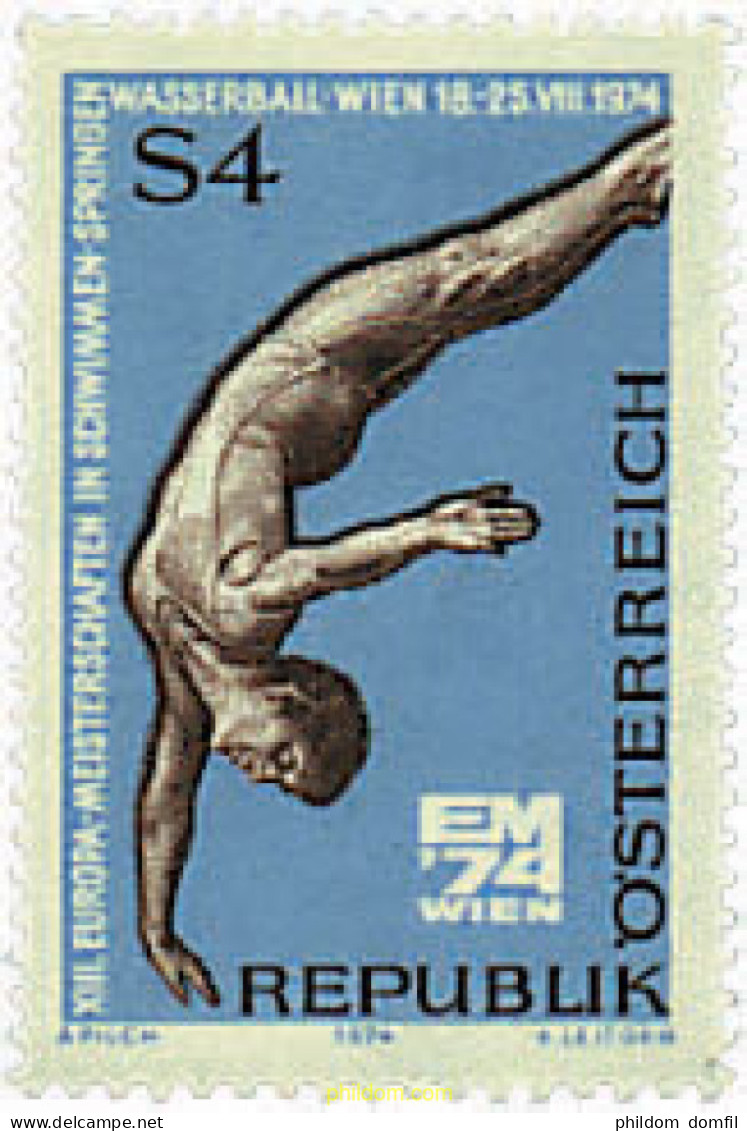 69009 MNH AUSTRIA 1974 13 CAMPEONATOS DE EUROPA DE NATACION, SALTO Y WATERPOLO - Unused Stamps