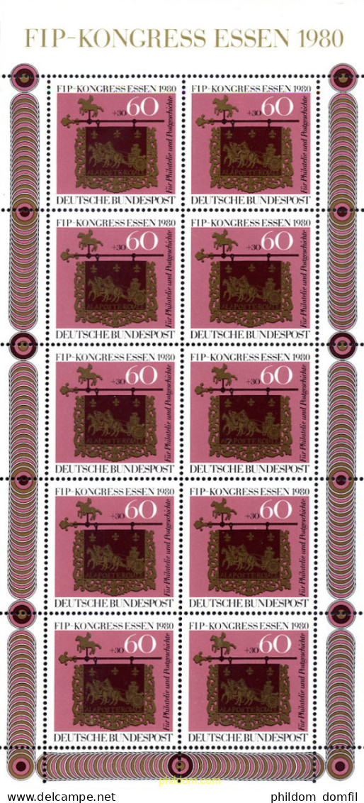 158163 MNH ALEMANIA FEDERAL 1980 CONGRESO DE LA FEDERACION INTERNACIONAL DE FILATELIA EN ESSEN - Unused Stamps