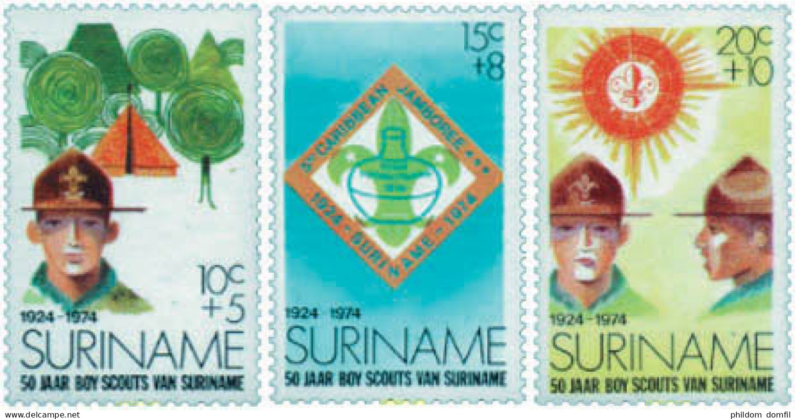 38397 MNH SURINAM 1974 50 ANIVERSARIO DEL ESCULTISMO EN SURINAM - Surinam ... - 1975