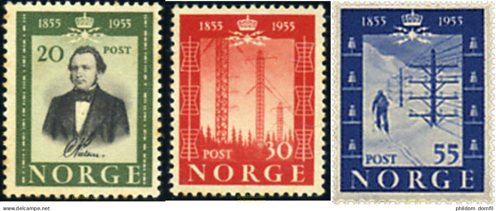 67948 MNH NORUEGA 1954 CENTENARIO DE LA PRIMERA LINEA TELEGRAFICA NORUEGA - Ongebruikt