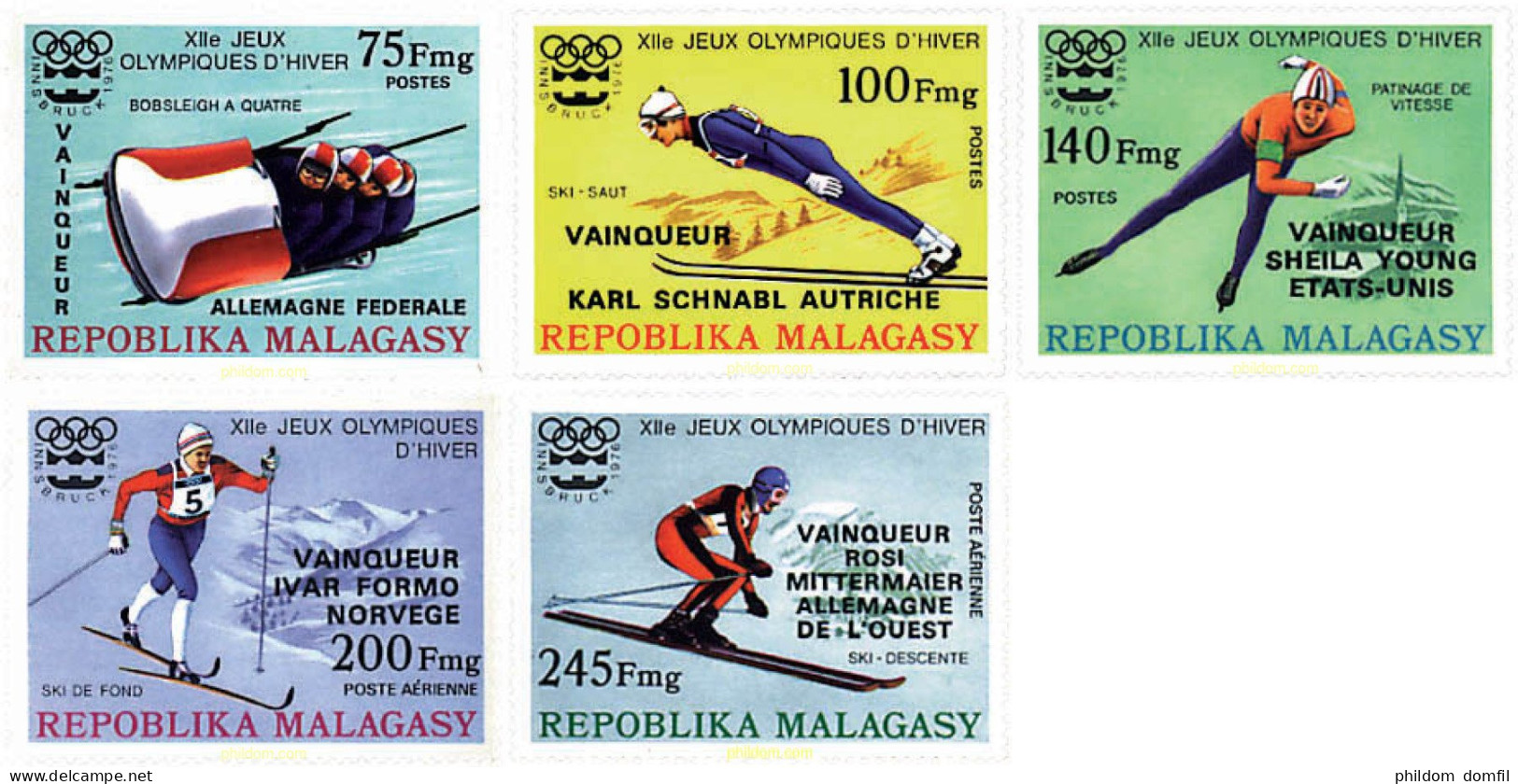 72512 MNH MADAGASCAR 1976 MEDALLISTAS DE LOS 12 JUEGOS OLIMPICOS DE INVIERNO. INNSBRUCK 1976 - Madagascar (1960-...)