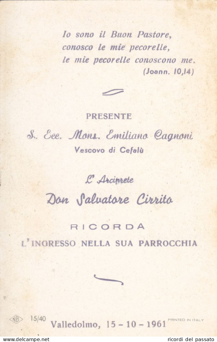 Santino Ricordo Ingresso In Parrocchia Don S.cirrito - Valledolmo 1961 - Andachtsbilder