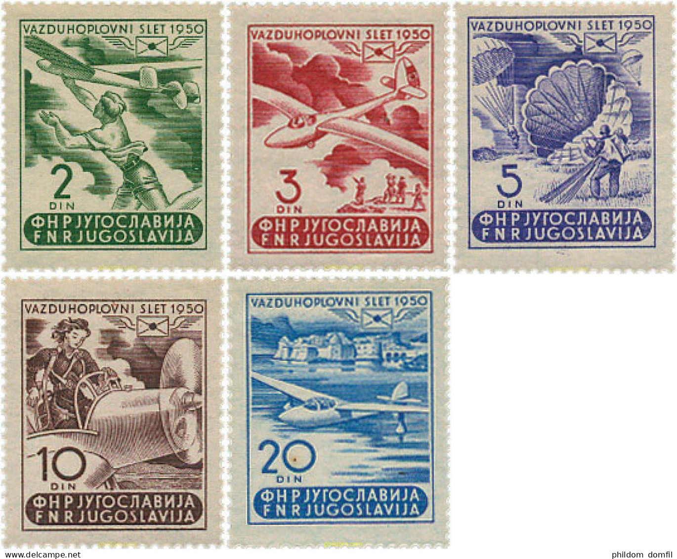 67143 MNH YUGOSLAVIA 1950 SEMANA AERONAUTICA EN RUMA - Neufs