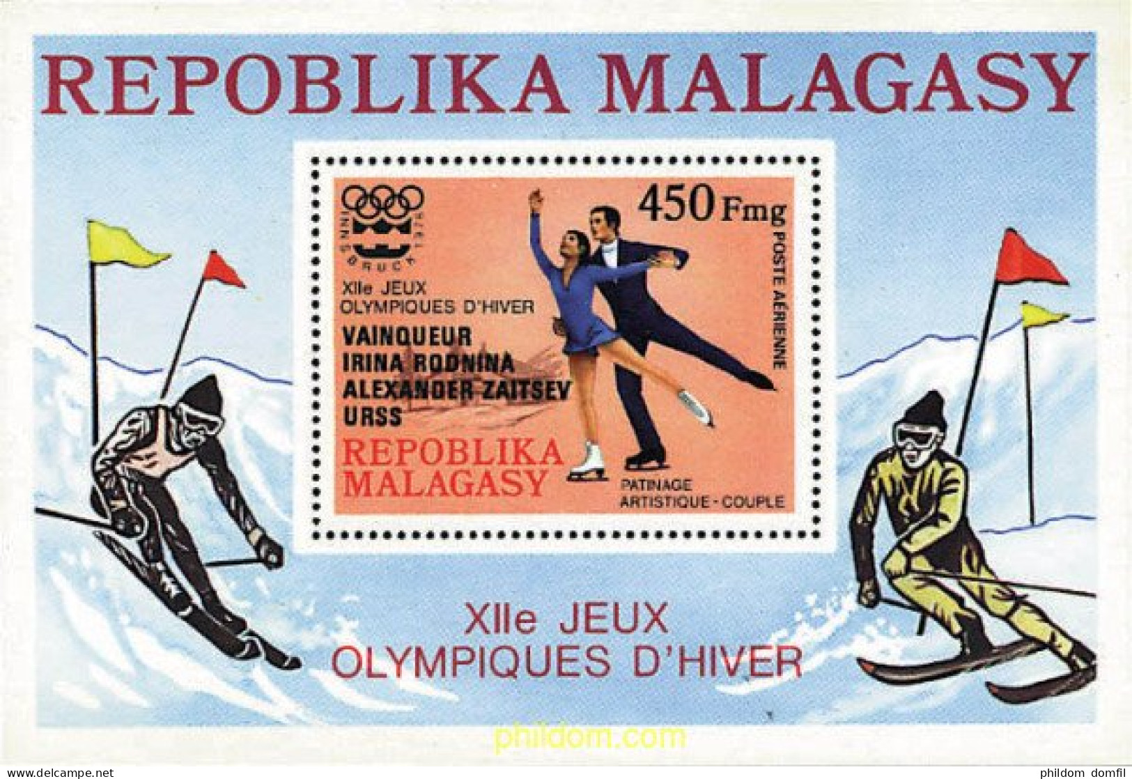 72682 MNH MADAGASCAR 1976 MEDALLISTAS DE LOS 12 JUEGOS OLIMPICOS DE INVIERNO. INNSBRUCK 1976 - Madagascar (1960-...)