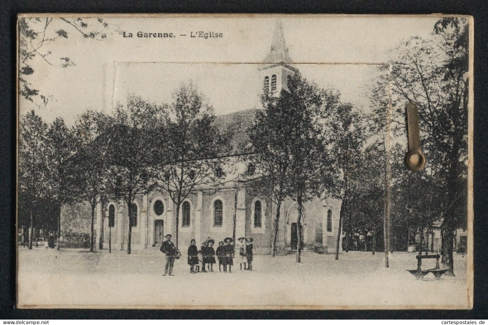 Leporello-CPA La Garenne, L`Eglise, Rue Voltaire, La Colonne, Tramway  - Autres & Non Classés