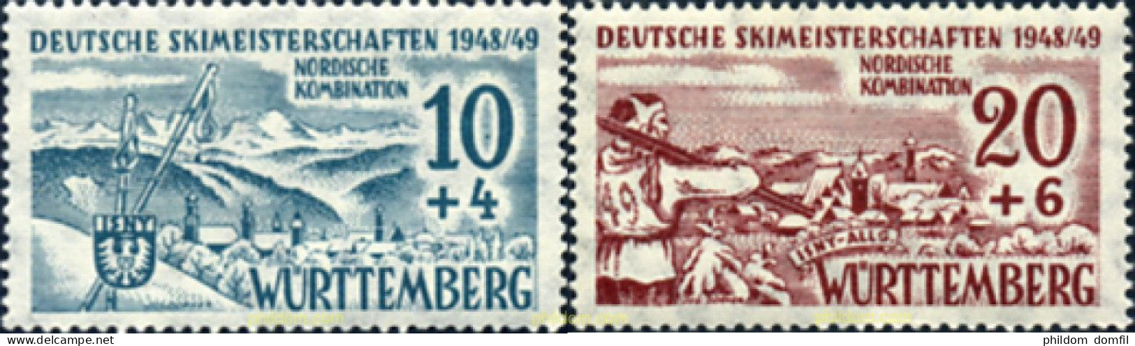 626508 HINGED ALEMANIA. Wurttemberg Francés 1949 CAMPEONATOS ALEMANES DE ESQUI EN ISNY - Autres & Non Classés