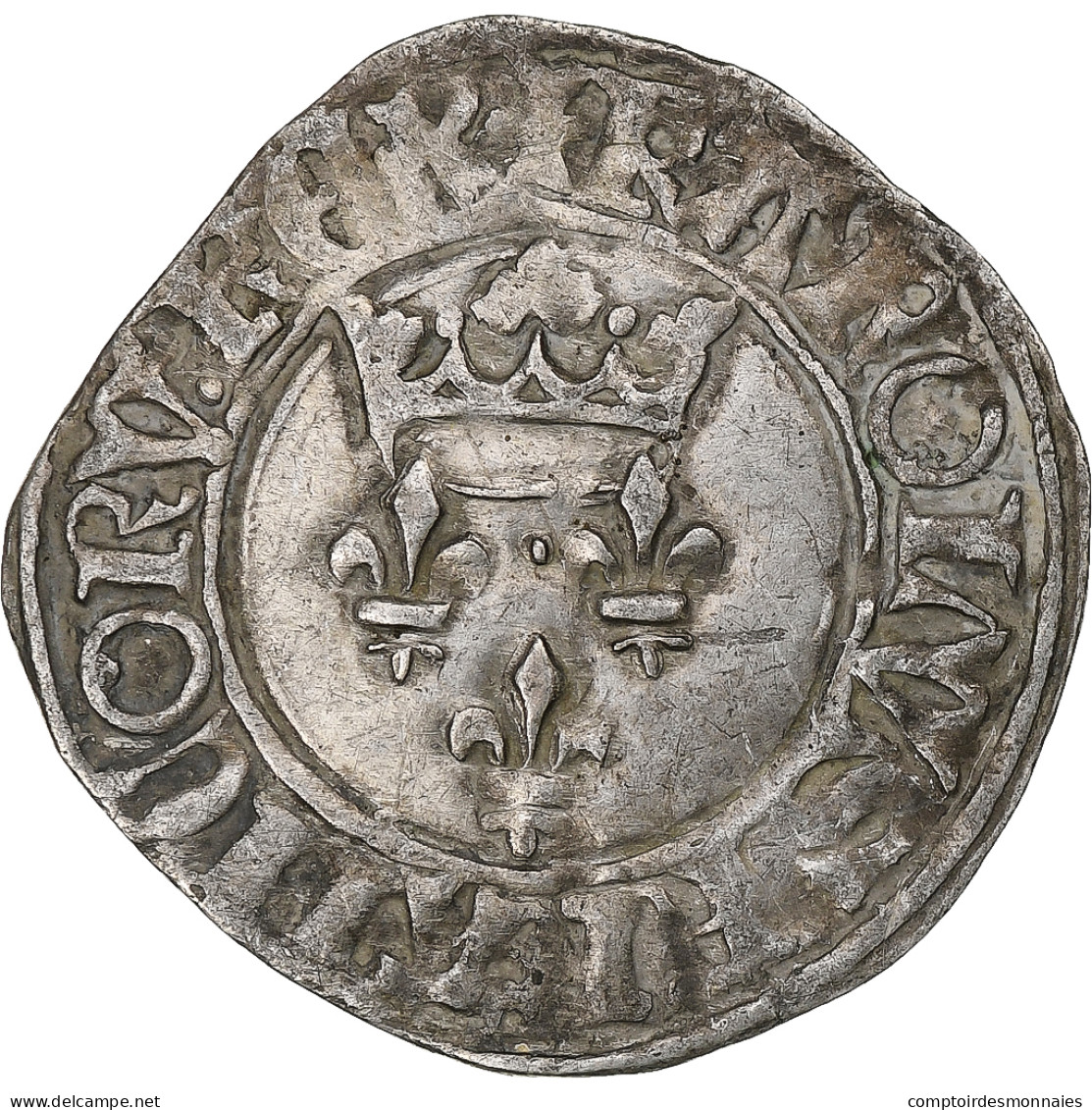 France, Charles VI, Florette, 1417-1422, Sainte-Ménéhould, Billon, TB+ - 1380-1422 Charles VI Le Fol