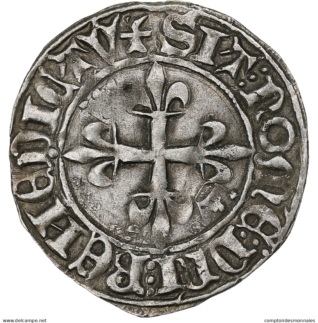 France, Charles VI, Florette, 1417-1422, Rouen, Billon, TTB, Duplessy:387 - 1380-1422 Carlos VI El Bien Amado