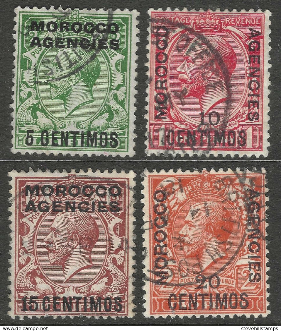 Morocco Agencies (Spanish Currency). 1914-26 KGV, 4 Used Values To 20c. Simple Cypher W/M SG 129etc. M5079 - Postämter In Marokko/Tanger (...-1958)