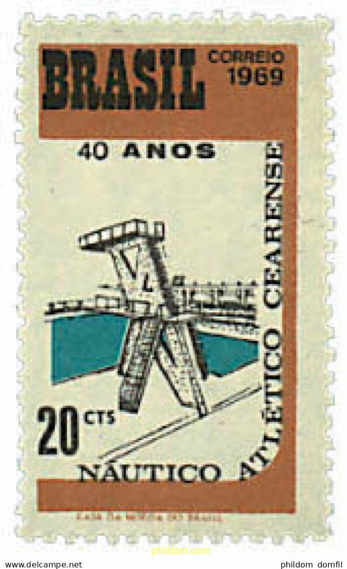 26472 MNH BRASIL 1969 40 ANIVERSARIO DEL CLUB NAUTICO Y ATLETICO DE CEARA. - Unused Stamps