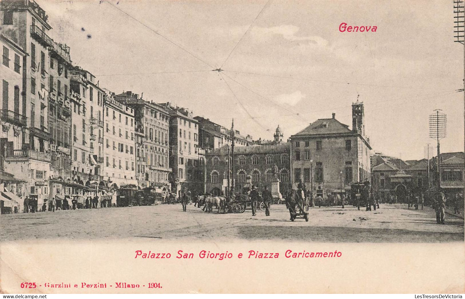 ITALIE - Genova -  Palazzo San Giorgio E Piazza Caricamento - Animé - Carte Postale Ancienne - Genova (Genoa)