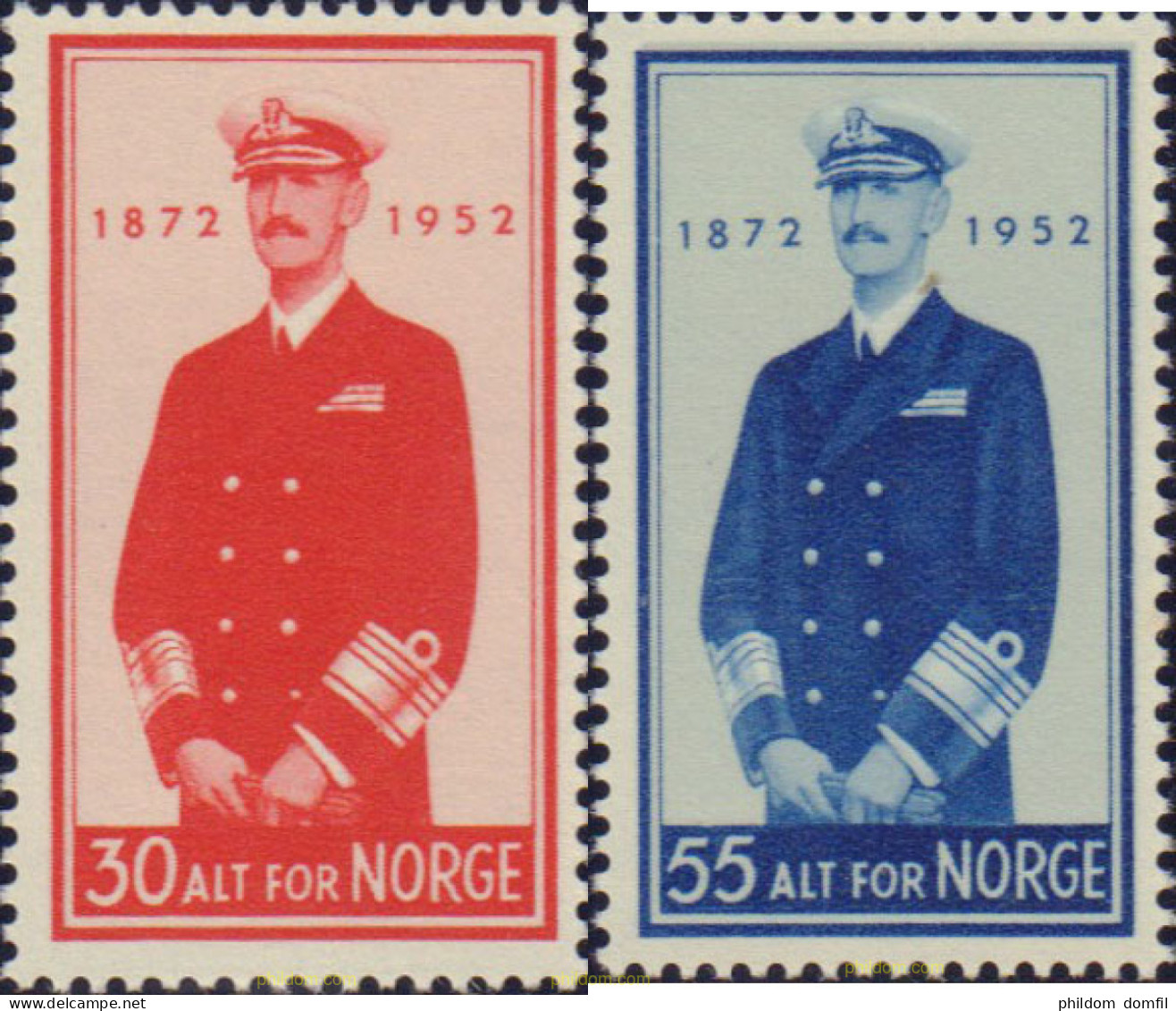 101932 MNH NORUEGA 1952 80 ANIVERSARIO DEL REY HAAKON VII - Unused Stamps